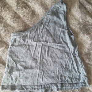 Loft one shoulder Jean blouse